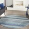 Homeroots 5 ft. Round Navy Blue Ornate Stripes Area Rug 385599 - alternate 3